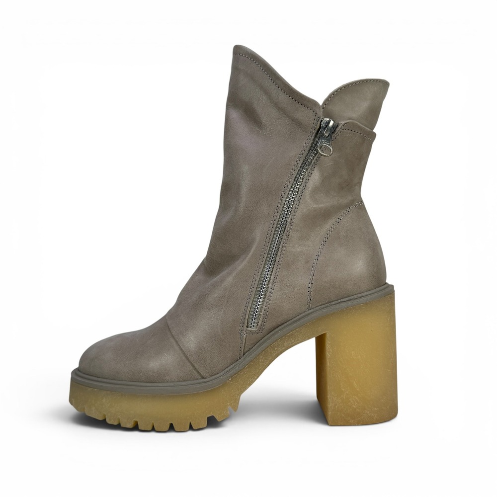 Free People Jack Zip Ankle Boots Womens 7.5 EU 38 Nickel Leather Platform Lug - Picture 6 of 14